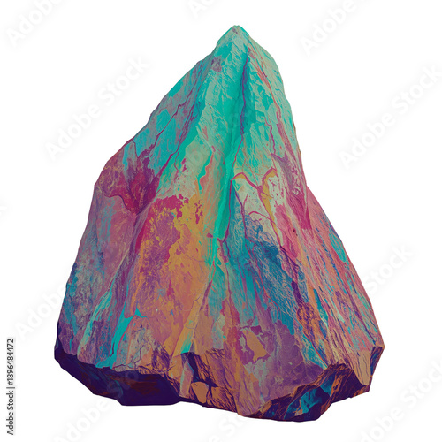 Colorful Rock Formation With Unique Shape in Bright Display of Hues