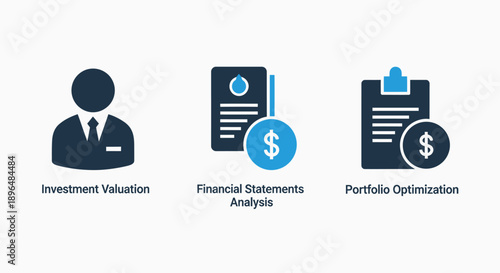 Finance Icons: Investment, Statements, and Portfolio - Financial Management and Analysis Concepts