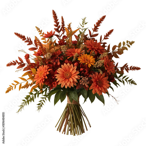 Autumn Flower Bouquet With Orange and Red Blooms Arranged for Decoration