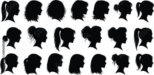 Diverse Female Hairstyles Silhouettes Collection for Beauty and Fashion woman girl