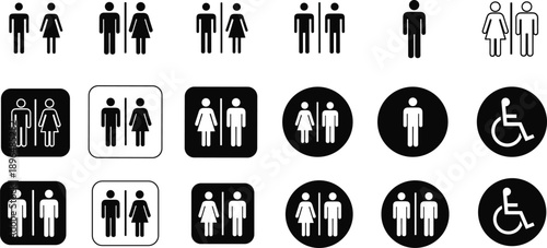 Pictograms and Symbols for Restrooms and Accessibility vector illustration