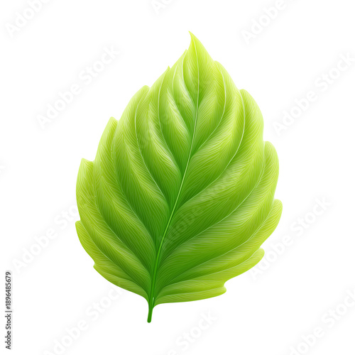 Vibrant green leaf with intricate textures and natural beauty isolated on black