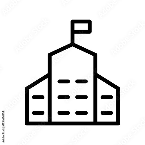 Black line icon museum building. Minimalist outline icon isolated background.