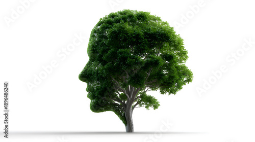 Eco-Mind: A stunningly composed image blends the natural forms of a tree with the recognizable silhouette of a human face.
