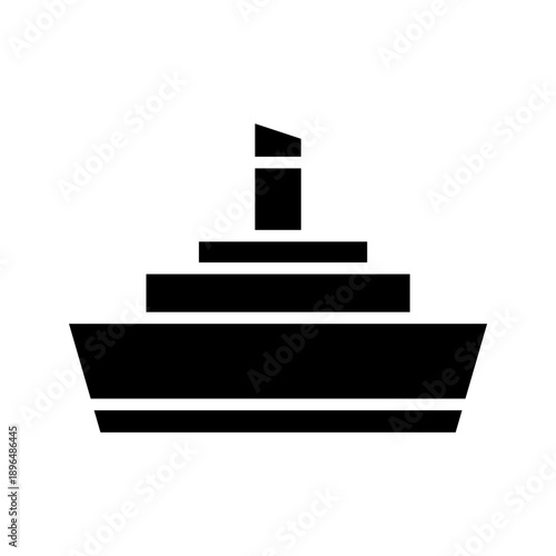 Black solid icon cruise ship. Minimalist glyph icon isolated background.