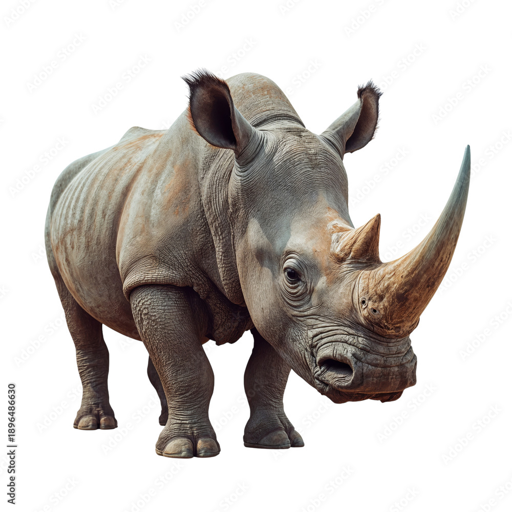 Fototapeta premium Rhinoceros Walking in a Natural Habitat During Daylight Hours in a Wildlife Reserve
