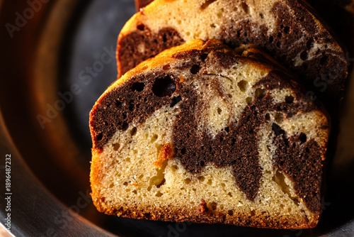 Fényképezés Exquisite handmade marble pound cake slices