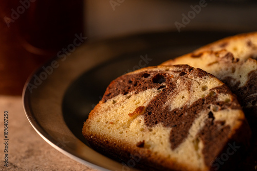 Exquisite handmade marble pound cake slices