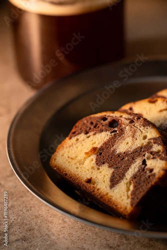 Exquisite handmade marble pound cake slices
