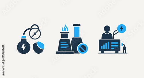 Energy Industry Icons: Power Generation, Supply, and Presentation