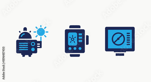 Lighting Equipment and Display Icons: Studio Light, Smartwatch, Monitor