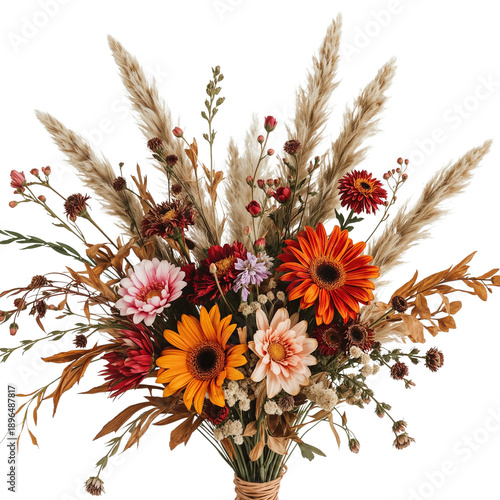 Colorful Dried Flower Arrangement in a Simple Vase for Home Decoration