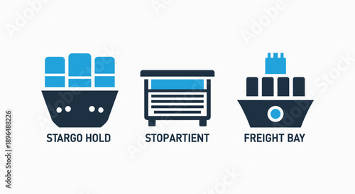 Global Cargo Hold, Shipping Container, and Freight Bay Maritime Transport Icons