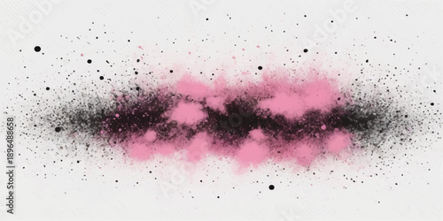 An abstract grunge design featuring a pink watercolor ink splat and liquid paint splatter texture on a light paper background illustration