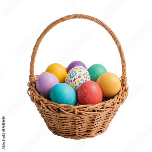 Colorful Eggs in a Woven Basket for Spring Celebrations During a Festive Season