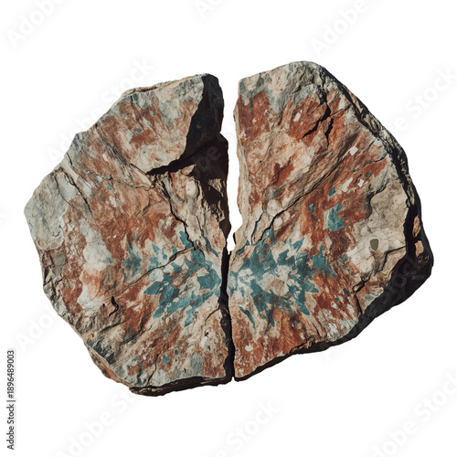 Natural Rock Formation With Blue and Red Colors Found in a Geological Site
