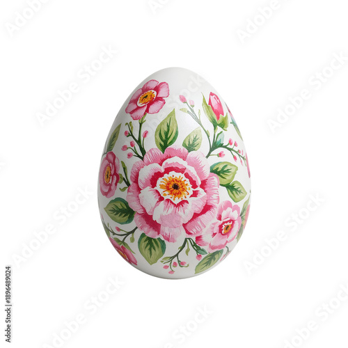 Colorful Floral Egg on Display During the Spring Celebration in a Bright Indo...