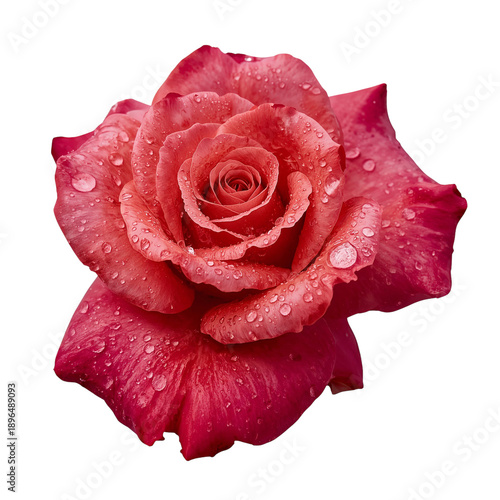 Close View of a Red Rose With Water Droplets on Its Petals in an Outdoor Setting