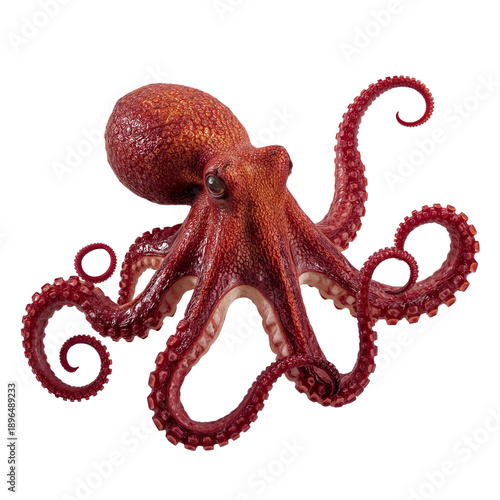 Octopus With Many Tentacles in Water Showing Details of Texture and Color Dur...