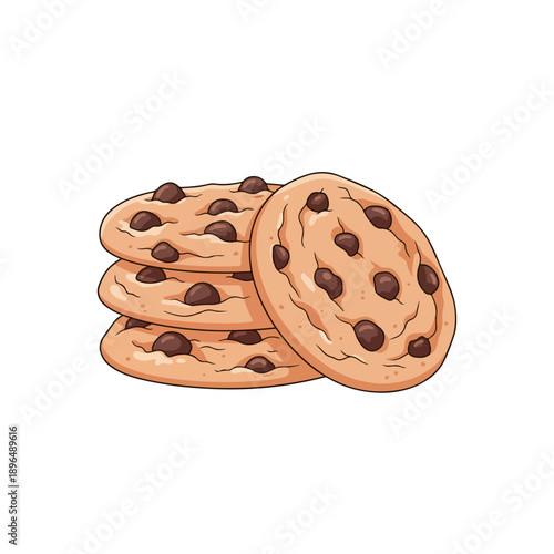 Chocolate Chip Cookies Bakery Vector Illustration
