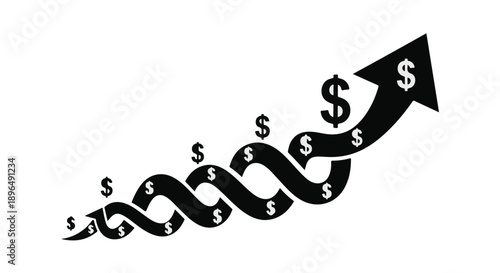 Increasing financial growth and profit concept with dollar signs