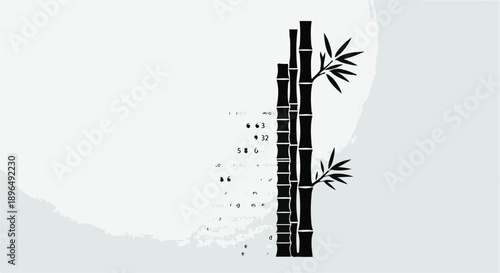 Modern architectural element with bamboo against moonlight