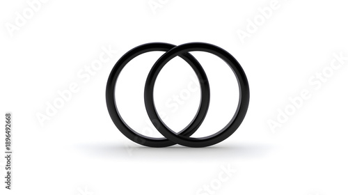 Intertwined Rings: Two sleek, dark rings interlock seamlessly, symbolizing the unbreakable bond and unity. Their simple yet elegant design evokes ideas of partnership, connection, and commitment.