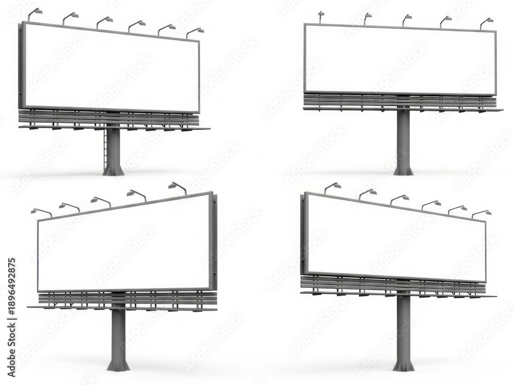Fototapeta premium Set of four empty billboard templates