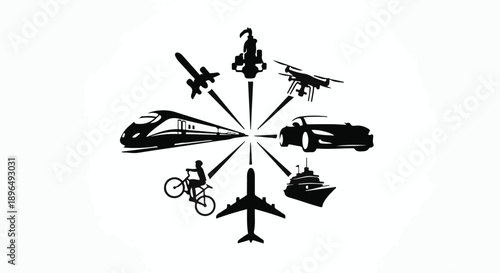 Transportation modes arranged in a circle