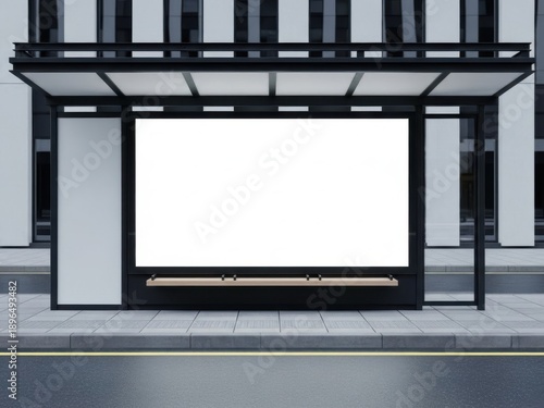 Modern bus stop with empty advertising display