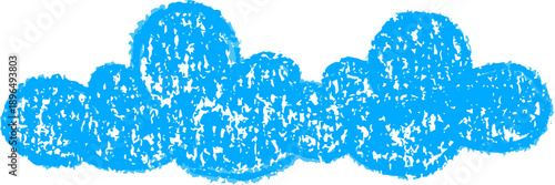 Playful sky cloud drawn in pastel pen with textured crayon style. Ideal for kids design, nursery art and cute illustrations.