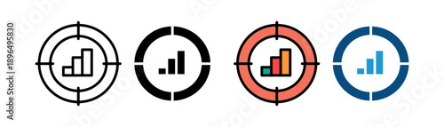 aim on statistics icon. Circular Chart Analytics Icon Set Flat Minimal Dashboard. Vector Illustration