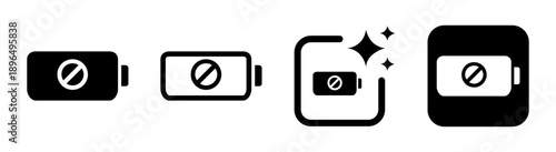No charging battery icon representing dead power status and empty energy warning