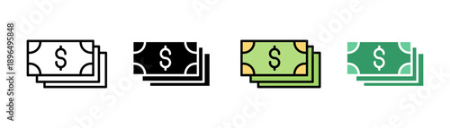 Cash Payout Icon Set Flat Minimal Payment symbol. Vector Illustration