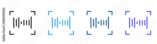 Voice Recognition Icon Set. Flat Minimal Speech Technology symbol. Vector Illustration