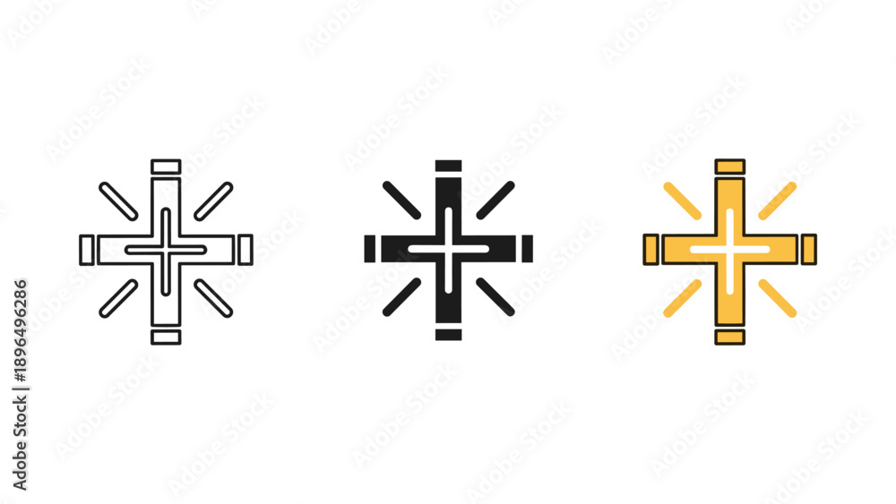 Obraz premium Abstract Cross Symbols in Various Colors and Styles on White