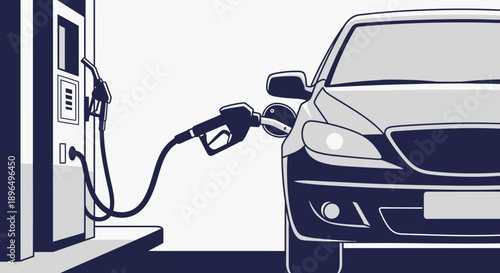 3D illustration of an isolated hand holding a gas pump nozzle at a station connection tool with electric vehicle plug technology and fuel power equipment for auto transportation