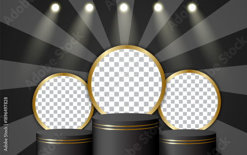 Winner announcement social media post template. Winner announcement with three winners. Vector illustration.