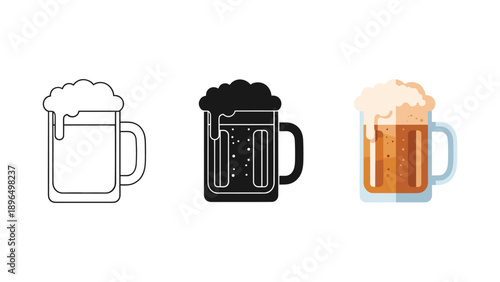 Beer Mug Illustrations in Various Styles and Colors