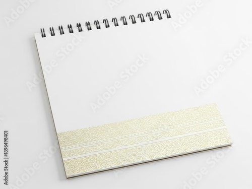 Blank notebook with glittering cover on white background