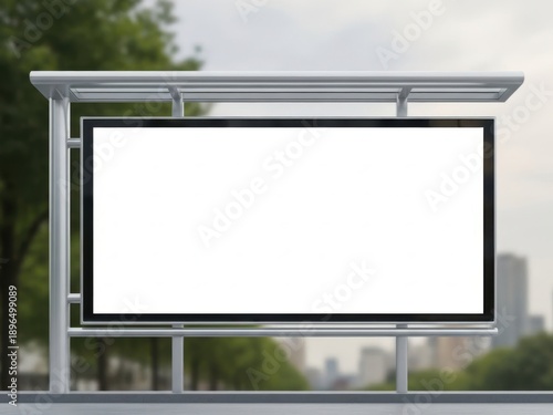 Modern outdoor advertising display in urban setting