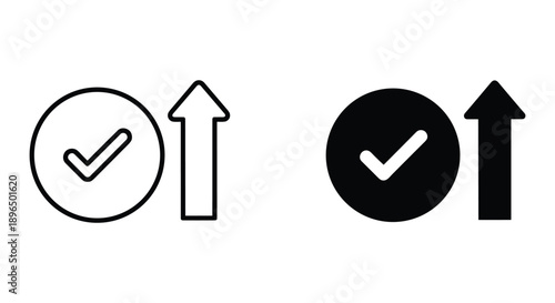 Checkmark and Arrow Icons in Black and White Design Elements