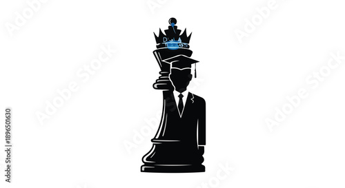 Stylized illustration of a suited king chess piece wearing a crown