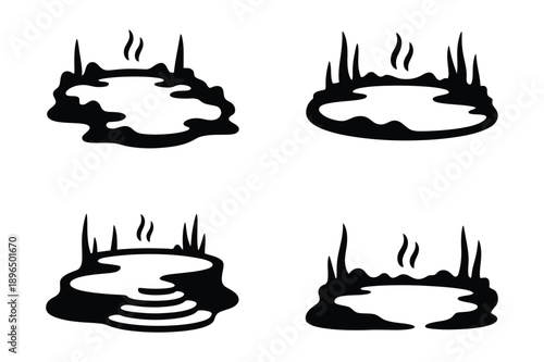 Steaming Pond and Geyser Silhouettes