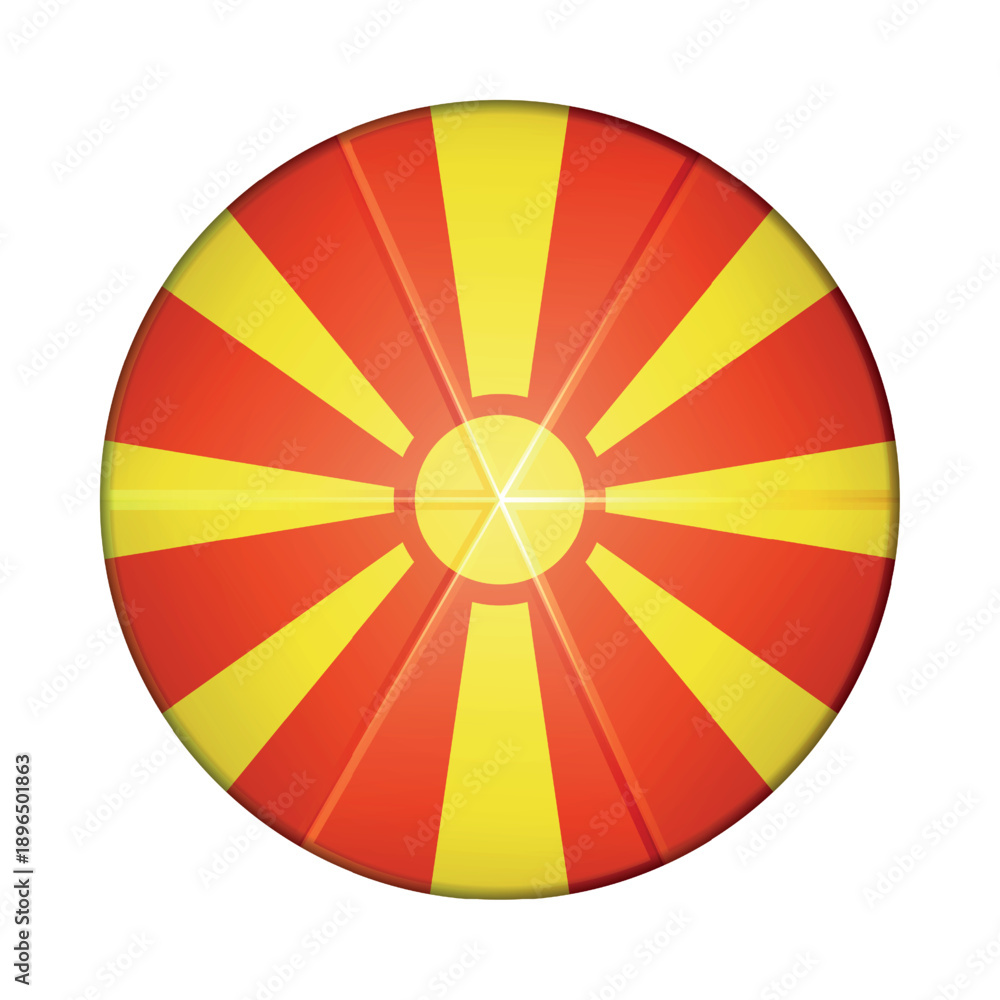 Obraz premium Glass light ball with flag of Macedonia. Round sphere, template icon. Macedonian national symbol. Glossy realistic ball, 3D abstract vector illustration. Big bubble.