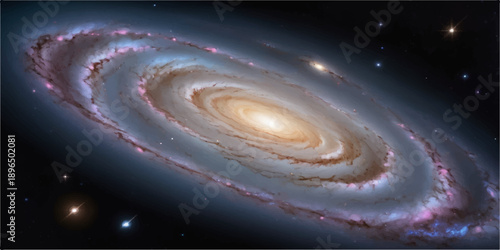 Detailed Spiral Galaxy with Bright Galactic Core in Deep Space