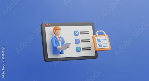 3D Illustration of Computer Monitor and Phone.