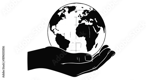 Hand holding a globe symbolizing care and responsibility