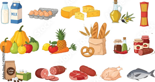 Assorted Food Items And Ingredients Collection milk