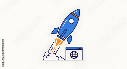 Blue Rocket Launching from Server System.